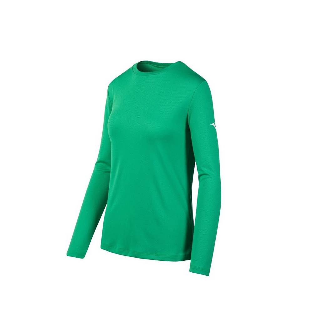 Mizuno Long Sleeve Női Futópóló Zöld PVM123407